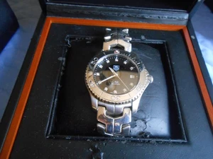 Tag Heuer ladies watch, stainless steel link, blk diamond dial 11 cut diamonds, - Picture 1 of 9