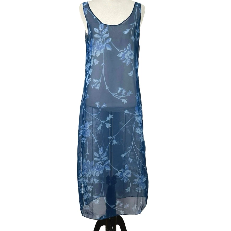 Vestido midi transparente vintage de los años 90 para mujer sin mangas hadas caprichoso azul talla pequeña Foto 1 de 4