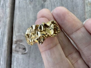 Vintage Gold-tone Golden Nugget Ring Size 9 - Picture 1 of 6