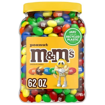 M&M'S Peanut Milk Chocolate Candy Bulk Jar 62oz Free Shipping - Image 1 of 4