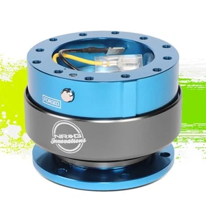 NRG CAR/UTV STEERING WHEEL QUICK RELEASE ADAPTOR GEN 2.0 TITANIUM RING BLUE - Picture 1 of 8