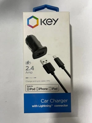 KEY USB Car iPhone Charger MFi Certified for iPhones with Lightning Connector - Image 1 of 2
