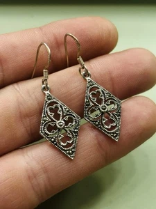 Orecchini in argento stile ArtDeco con marcasite - Foto 1 di 4