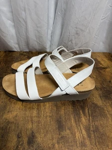 Naot Kayla Sandals White Leather Women's Size 6 Shoes EU 36 Slingback Wedge - Picture 1 of 11