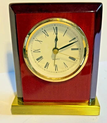 Quartz Stand Alone Office Edition Rectangle Mahogany Quartz Clock 4 x 5. - Image 1 of 4