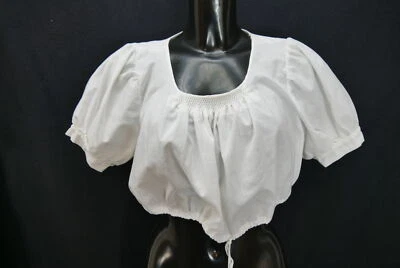 Gr.46 Dirndlbluse weiß Bluse für Dirndl Baumwollmischung mit Spitze B10850 - Bild 1 von 4