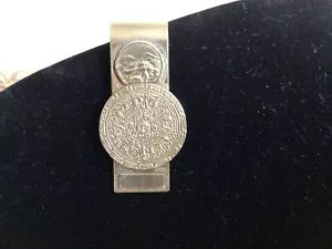 Vintage Silver Aztec Calendar Money Clip RAG - Picture 1 of 4