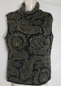 Jones NY Black Tan Sleeveless Turtleneck Size Medium - Picture 1 of 4