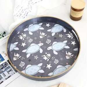 Decorative Serving Tray with Handles Lacquered Coffee Table Tray for Ottoman ... - Picture 1 of 7