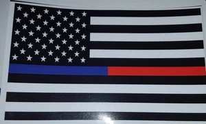 MAGNET Thin Blue Red Line FireFighter Police respect flag Vinyl Glossy  USA usps - Picture 1 of 2