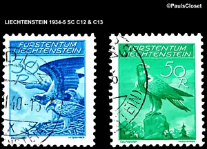 LIE 1934-5 SC C12-13 OSPREY & EAGLE BRT BLUE & EMERLD 30&50rp UNG F/VF - Picture 1 of 2