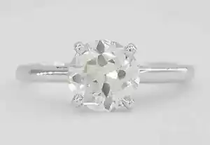 Old European Cut Diamond Solitaire Engagement Ring 1.08 ct 14k White Gold - Picture 1 of 5