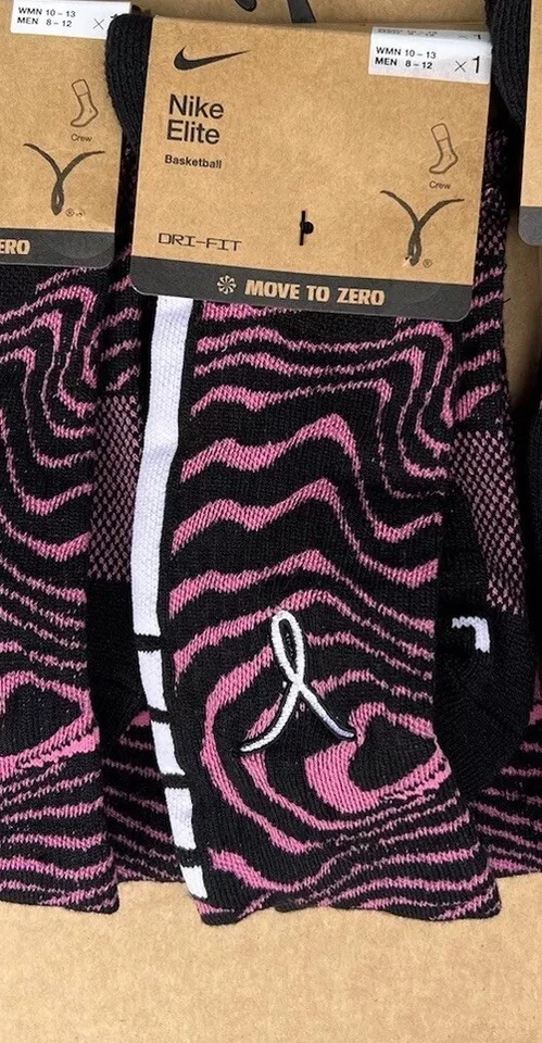 1 Nike Elite Socks Mens Large 8-12 Pink Kay Yow Breast Cancer Awareness BCA - Image 1 of 3