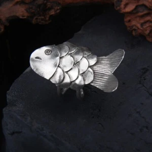 L27 Ring Fish Sterling Silver 925 Adjustable Size - Imagen 1 de 4