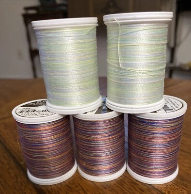 5 Spools SULKY ASSORTED VARIEGATED COLORS Cotton QUILTING THREAD 500 Yds Each - Image 1 of 2