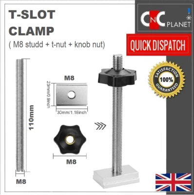T-SLOT M8 X 100MM T-SLIDER BOLT 30-SERIES T TRACK T Slot M8 x 110mm T-Slider Bolt Knob T nut T-Track wood working Hold down clamp