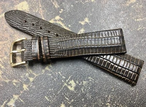 Perfektes Teju Eidechsenmuster Echtleder 19mm Vintage Uhrenarmband weiches Futter - Bild 1 von 3