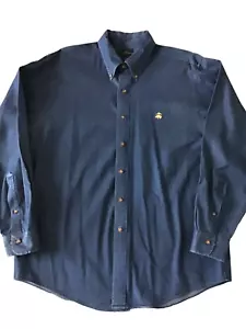 Brooks Brothers Shirt Men Large Blue Denim Chambray Long Sleeve Cowboy Preppy - Picture 1 of 4