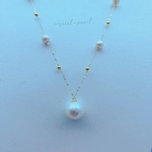 Stunning 18" AAA+ south sea NATURAL WHITE PEARL NECKLACE 14K - Picture 1 of 5