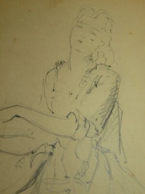 Ecole FRANCAISE XX DESSIN FEMME ELEGANTE MODE CACHET COLLECTION RSL 1920 a - Photo 1/4