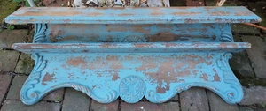 Paar antike Reproduktion Giebel HOLZ WANDREGAL VERZIERT 32" Rotkehlchen Ei blau - Bild 1 von 24