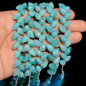 Natural Amazonite Gemstone Teardrop Shape Faceted Beads 10X6 mm Strand 18-22 Pcs - Picture 1 of 4