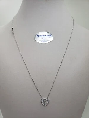 COLLANA DA DONNA CON CIONDOLO CUORE CON ZIRCONI IN ORO BIANCO 18KT 2,8 GR (6101) - Immagine 1 di 4