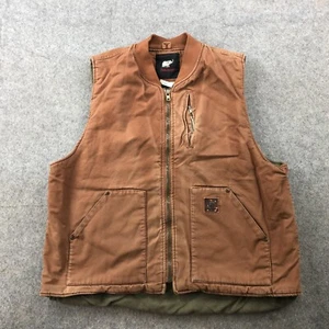 Golden Elephant Vest Mens XL Brown Sherpa Lined Duck Canvas Work Distressed * - Picture 1 of 13