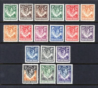 RHODESIA DEL NORTE KGV1 1938 sg25-42 LIGERAMENTE Y MONTADO COMO NUEVO A VALOR 3/- CAT £172 Foto 1 de 2