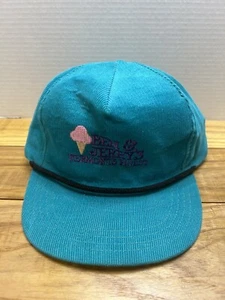Vintage Ben & Jerry's Vermont's feinstes Cordseil Druckknopflasche Mütze selten blaugrün USA - Bild 1 von 5