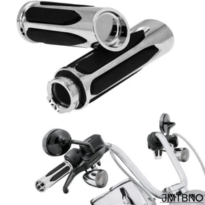 1" Motorcycle Chrome Black Hand Grips Handlebar for Harley Yamaha Honda Kawasaki - Bild 1 von 16