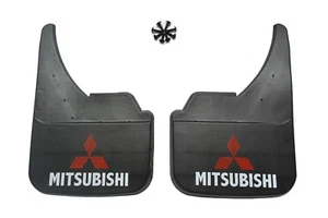 Universal Car Front Rear To Fit Mitsubishi Logo Lancer Evo Shogun Mud Flaps New - Picture 1 of 2