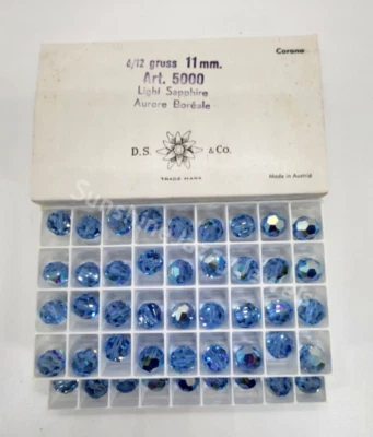 Factory Pack Swarovski Crystal Lt Sapphire AB 11mm Faceted Round 5000 Bead; 72pc - Image 1 of 2