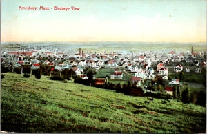 Cartolina d'epoca Amesbury Massachusetts MA Hillside Sky View of Town c 1910 - Foto 1 di 2