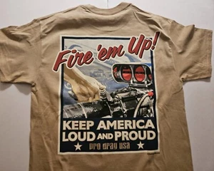 Maglietta da uomo Pro Drag USA autentica ""Fire Em Up"" (157) 100% cotone NHRA Drag - Foto 1 di 3
