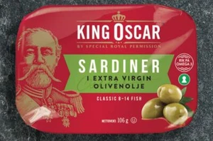 King Oscar Sardiner (sardines) from Norway, in extra virgin olive oil. 106 grams - Picture 1 of 5