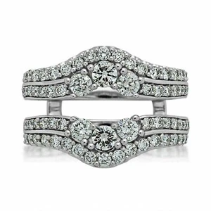 1Ct White Round Cut CZ Wedding Wrap Enhancer Band Ring In 925 Sterling Silver - Picture 1 of 3