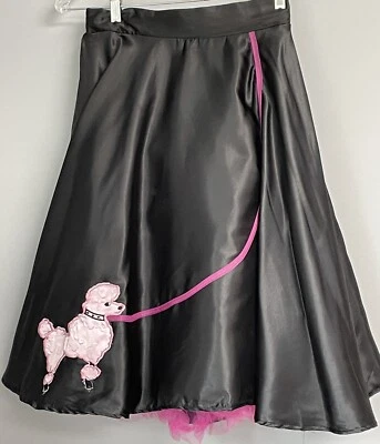 Black Poodle Skirt Costume Circle Skirt Pull On Waist 28” Length 27” - Image 1 of 3