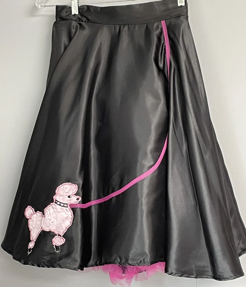 Black Poodle Skirt Costume Circle Skirt Pull On Waist 28” Length 27” - Image 1 of 3