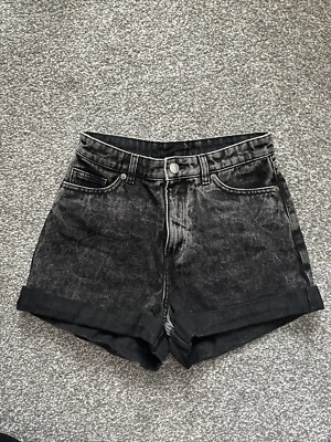 Monki Black Acid Wash Denim Shorts Size 26 - Image 1 of 3