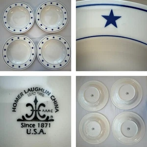 Brand New Set of 4 Homer Laughlin Blue Star Pasta Serving Bowls 11 1/4" USA - Picture 1 of 9
