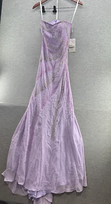 RIVA DESIGNS - Vestido Largo Violeta Sin Tirantes Talla 6 Foto 1 de 4