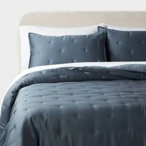 Threshold Comforter Set Lyocell Satin Breathable Comfort, Teal Blue, Full/Queen - Picture 1 of 5