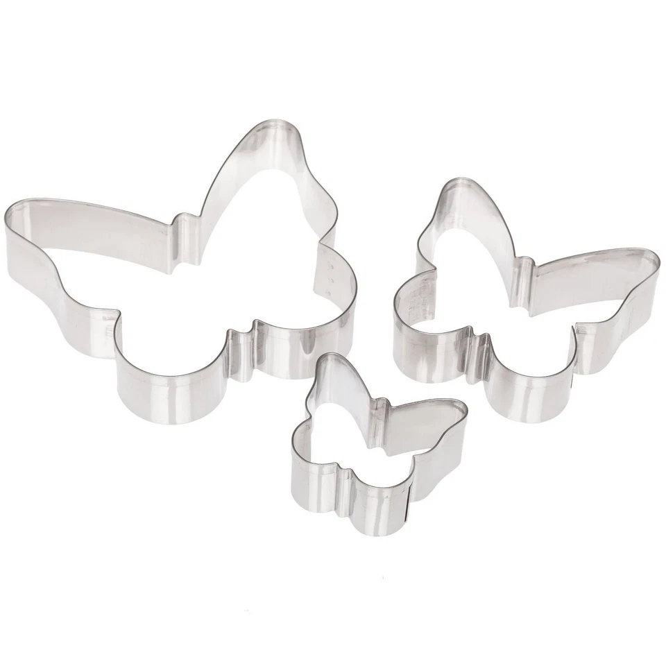 Plain Edge Butterfly Cutter Set in Assorted Sizes, Stainless Steel, 3 Pc Set - image 1 of 1