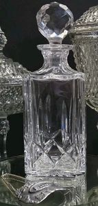 Atlantis Cristal Cuadrado Whisky Escocés Jarra Cristal con Tapón de Bola Facetado + - Imagen 1 de 11