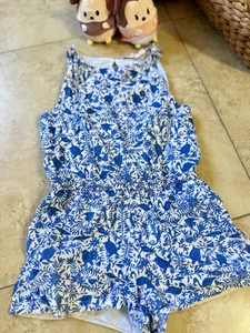 Vineyard Vines Girls small 7-8 Romper Blue Sea Turtle And Tropical Print - Picture 1 of 9