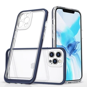 Coque Gel Transparente iPhone 12 Pro avec Cadre Bleu - Hurtel - Zdjęcie 1 z 7