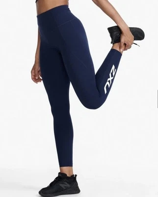 Medias de bolsillo lateral de tiro alto 2XU azul marino 'Form Stash' PVP $149 para mujer L - ¡casi nuevas! Foto 1 de 4