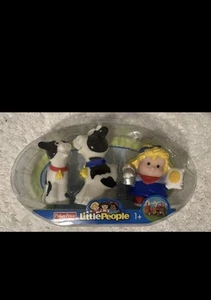 Fisher Price Little People Chica Rubia Granjero Figura Saco de Harina Leche Vacas Pálidas - Imagen 1 de 3