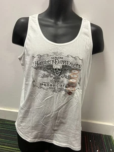 Camiseta sin mangas Harley-Davidson para dama - Calavera vintage - Blanca - Talla grande NUEVA PRECIO DE VENTA SUGERIDO POR EL FABRICANTE 30 £ - Imagen 1 de 3
